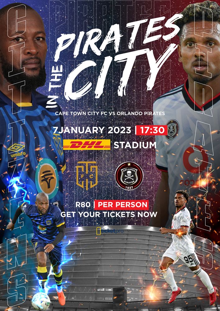 Pirates in the City match poster.